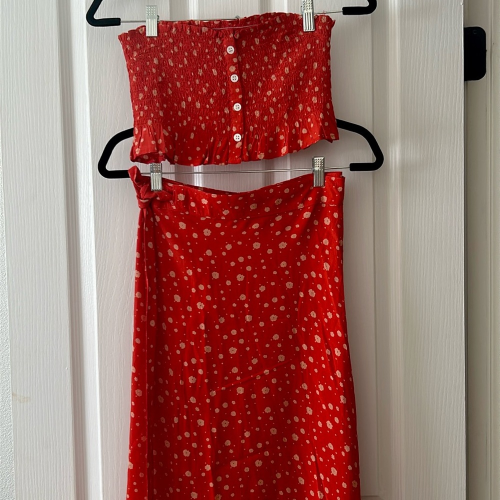 Faithful the brand size 4 orange,tan wrap skirt